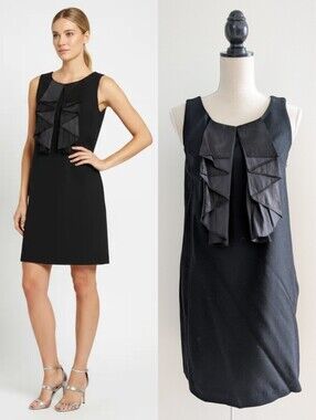 Club Monaco Wool Dress with Ruffles Sz 6 Little Black Dress